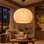 Large Japanese-Style Paper Lantern Pendant Light